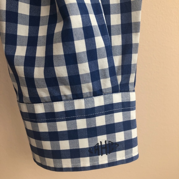 Lands End 16/35 Button Front Blue Check Oxford - Picture 7 of 8